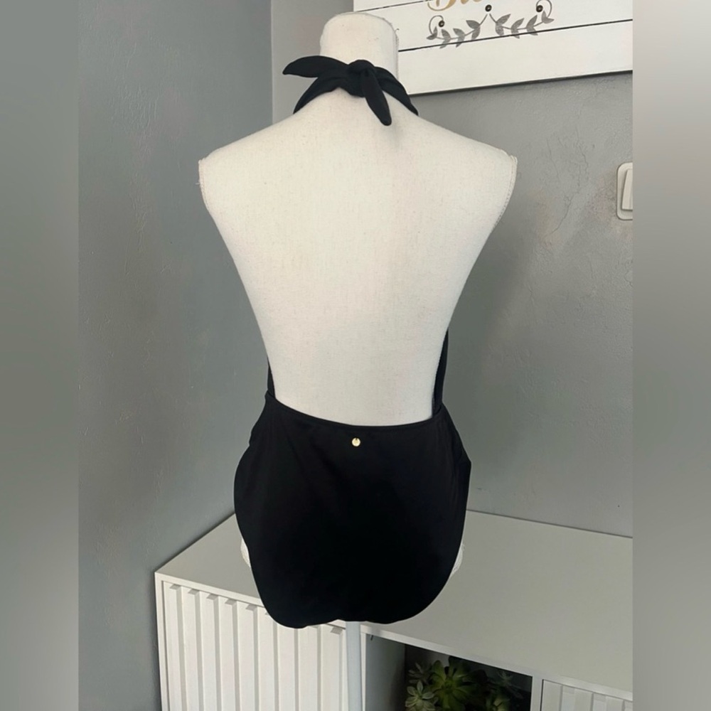 Black Halter One-Piece Swimsuit - Picture 3 of 4